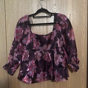Elegant Floral Blouse in Pink and Purple